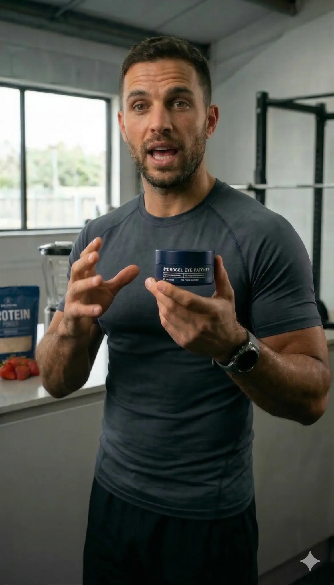 Fitness creator talking to camera